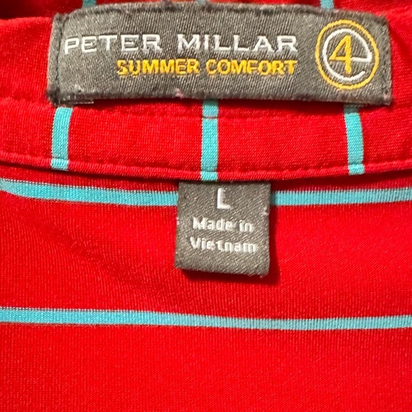 Peter Millar Men’s Summer Comfort Red Blue Striped Golf Polo Shirt Size Large - Picture 5 of 6